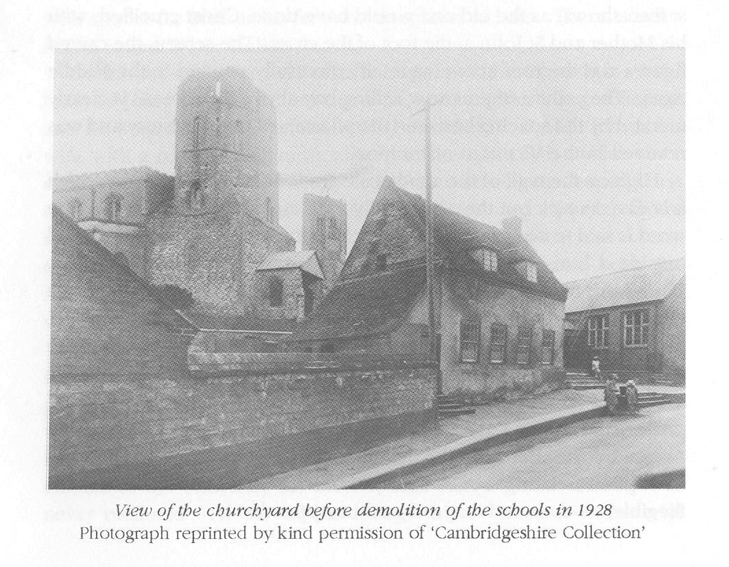 View of the Churchyard before the demolition of the schools in 1928